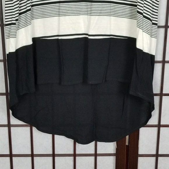 PLEIONE High Low Off White & Black Striped Top - Picture 3 of 5
